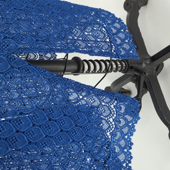 Vintage Women's Lace Kaftan Cover Up Tunic Dress Blue OS retro bohemian resort - Picture 8 of 8